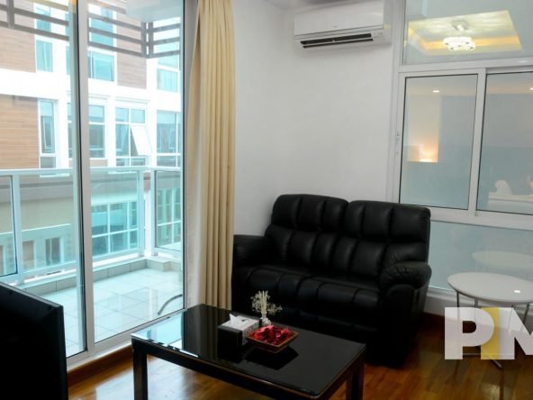living room with balcony - Yangon Property