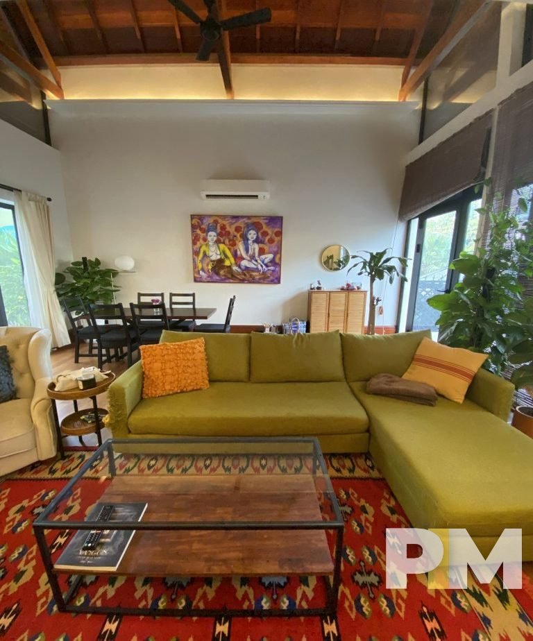 living room with coffee table - rent in Yangon