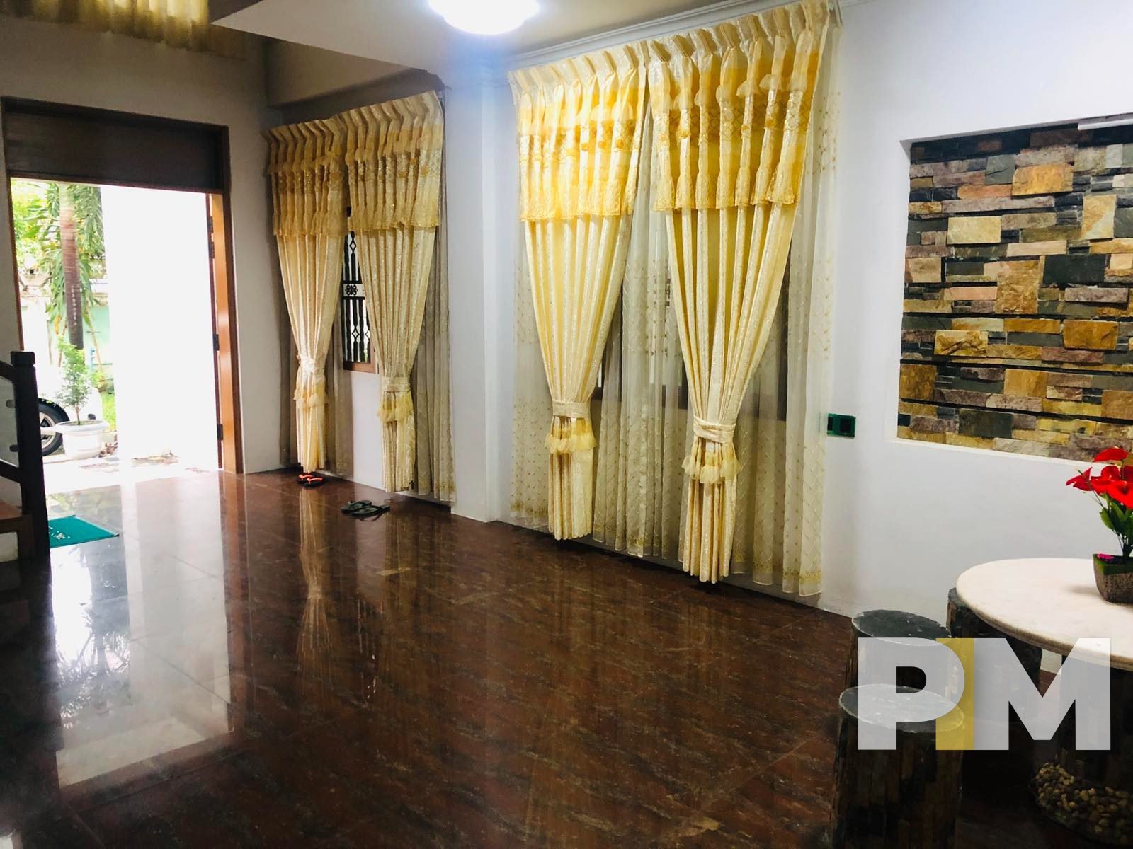 living room with curtains - Real Estate in Yangon