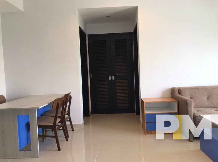 living room with dining space - Condo for rent in Hlaing