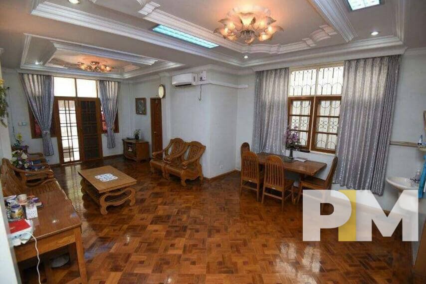 living room with dining space - Myanmar House for rent