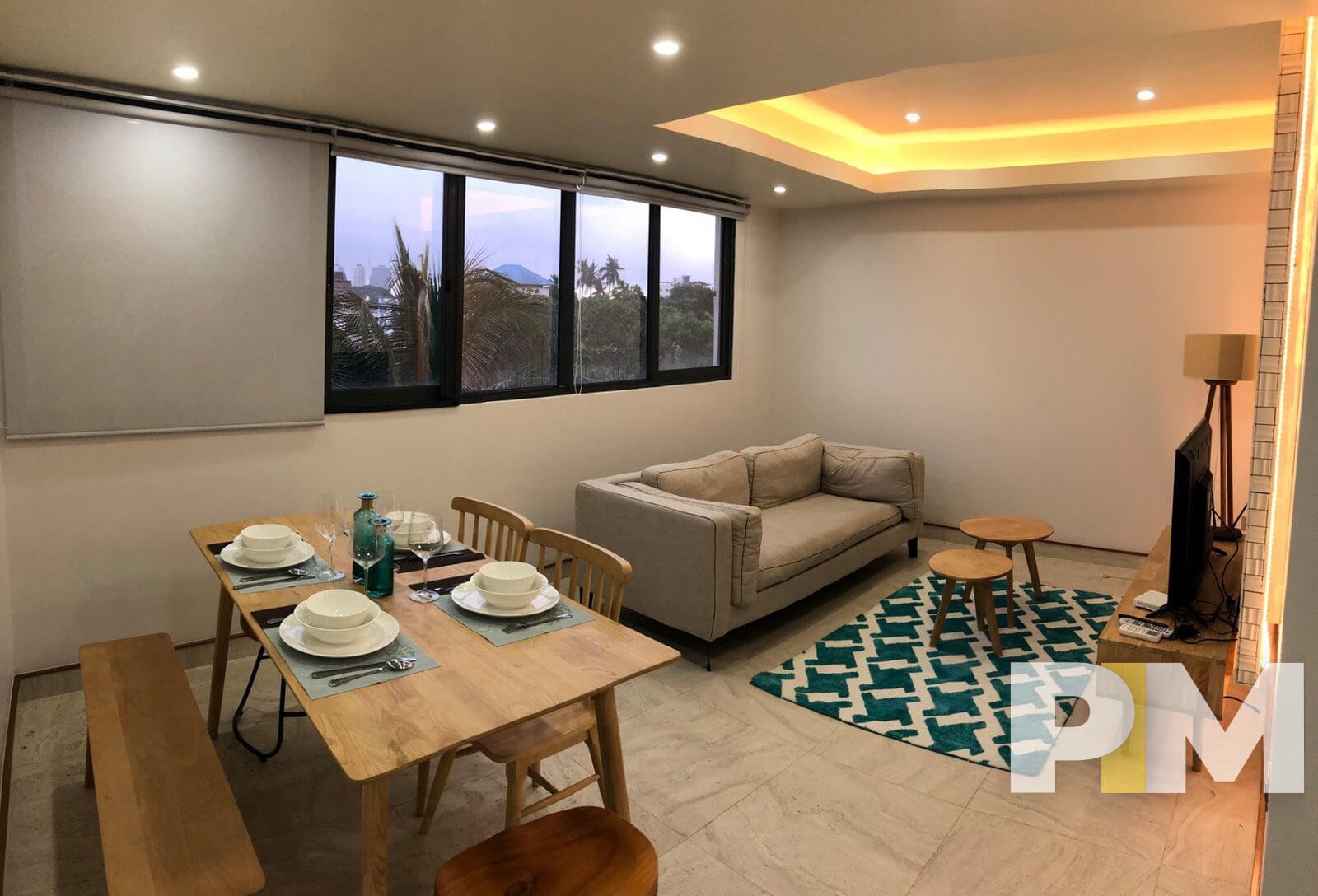 living room with dining table and chairs - Yangon Property