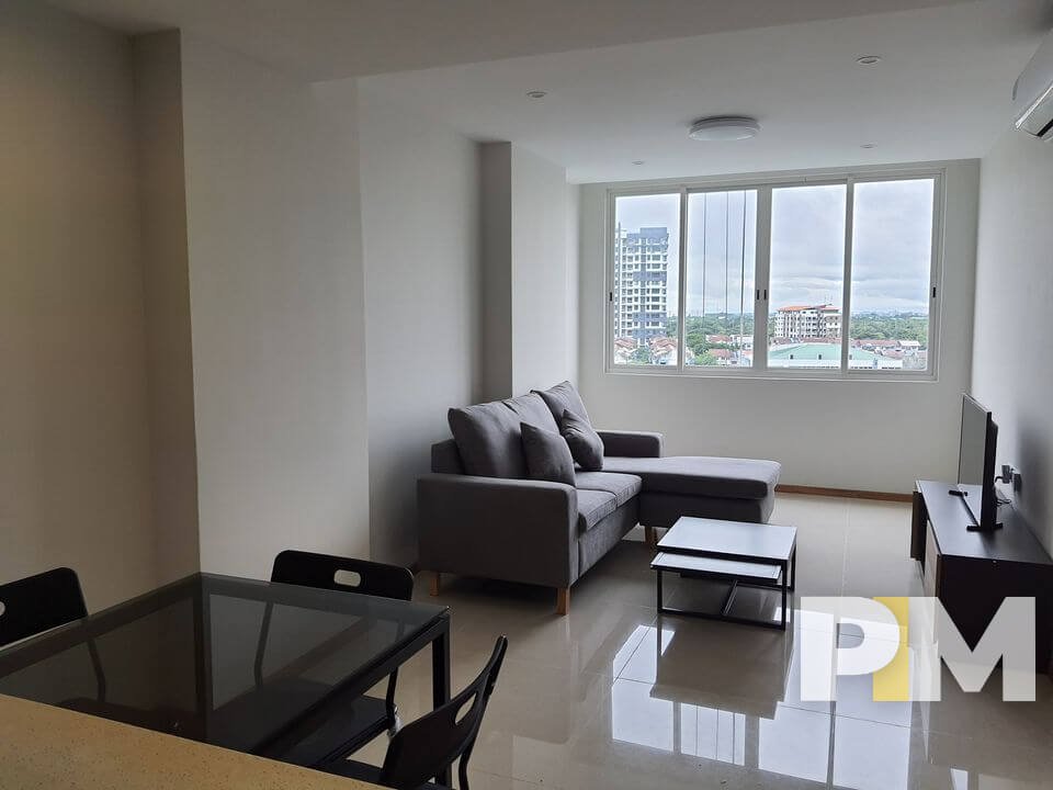 living room with dining table and chairs - Yangon Property