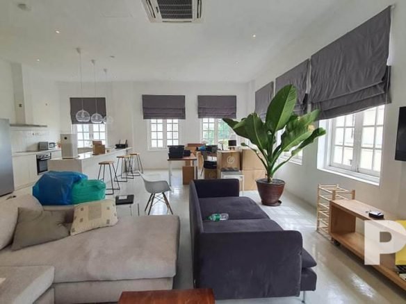 living room with open kitchen - Real Estate in Myanmar