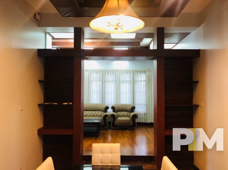 living room with shelf - Yangon Property