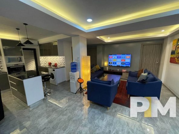 living room with sofa - Penthouse for rent in South Okkalapa