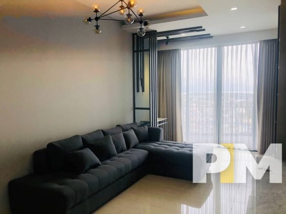living room with sofa - Rent in Yangon