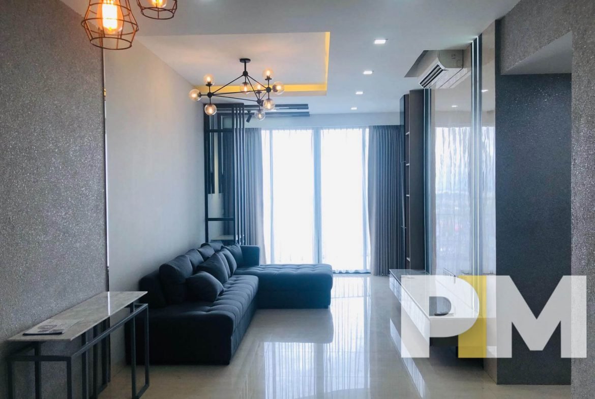 living room with sofa - Serviced Apartment for rent in Mingalar Taung Nyunt