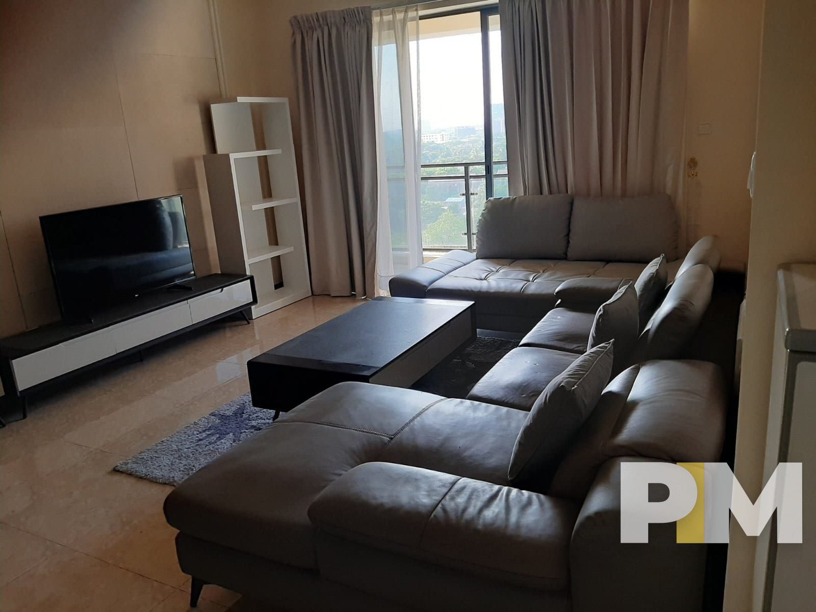living room with sofa set - Condo for rent in Yankin