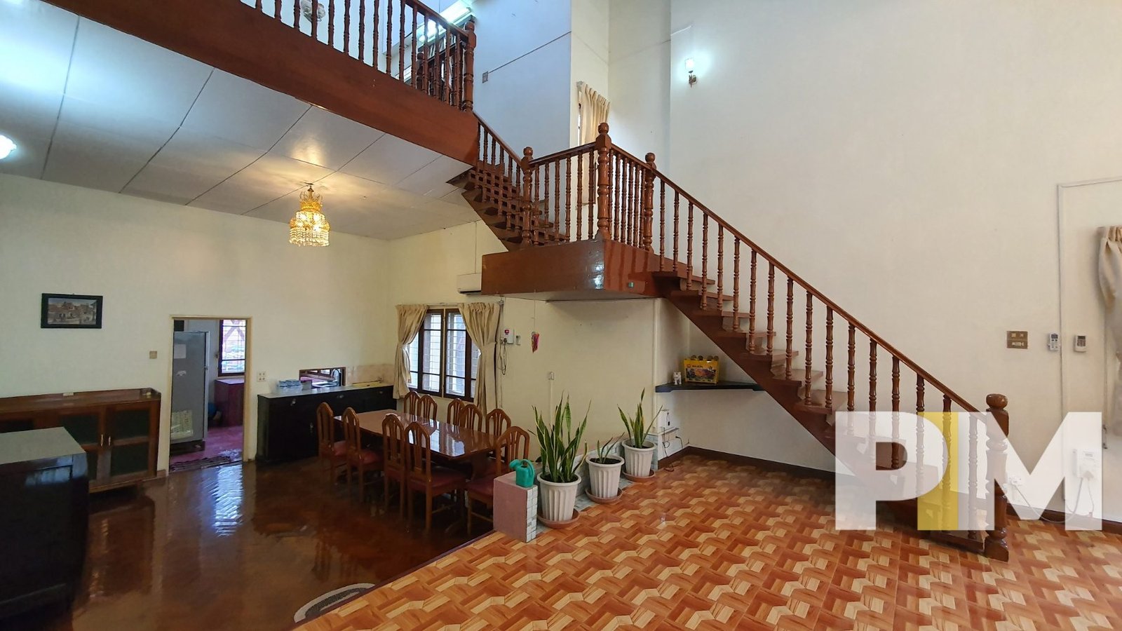 living room with stair - properties in Yangon