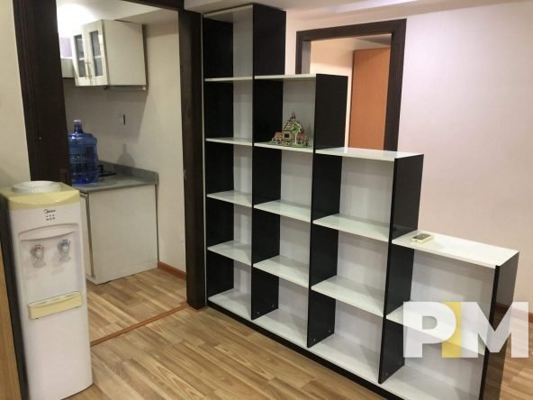 open kitchen with shelf - properties in Yangon