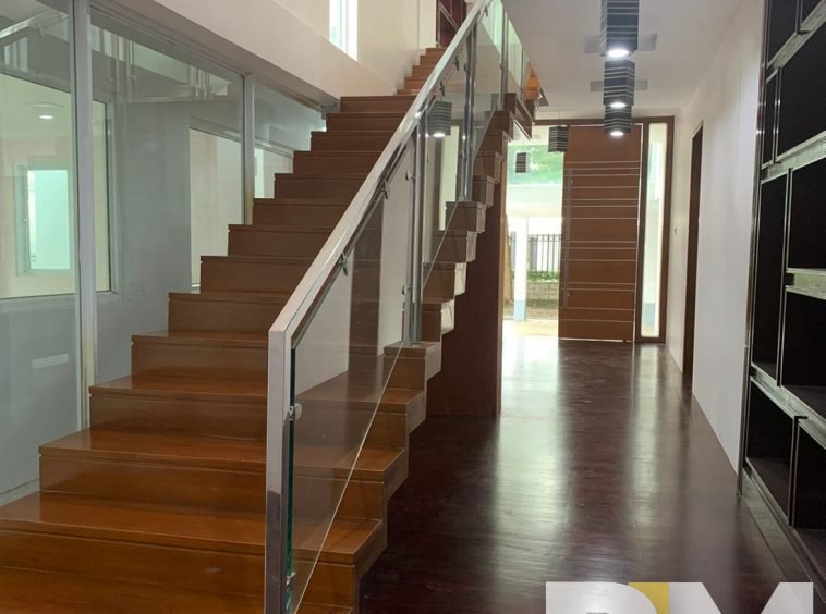 staircase with hanging light - Yangon Real Estate