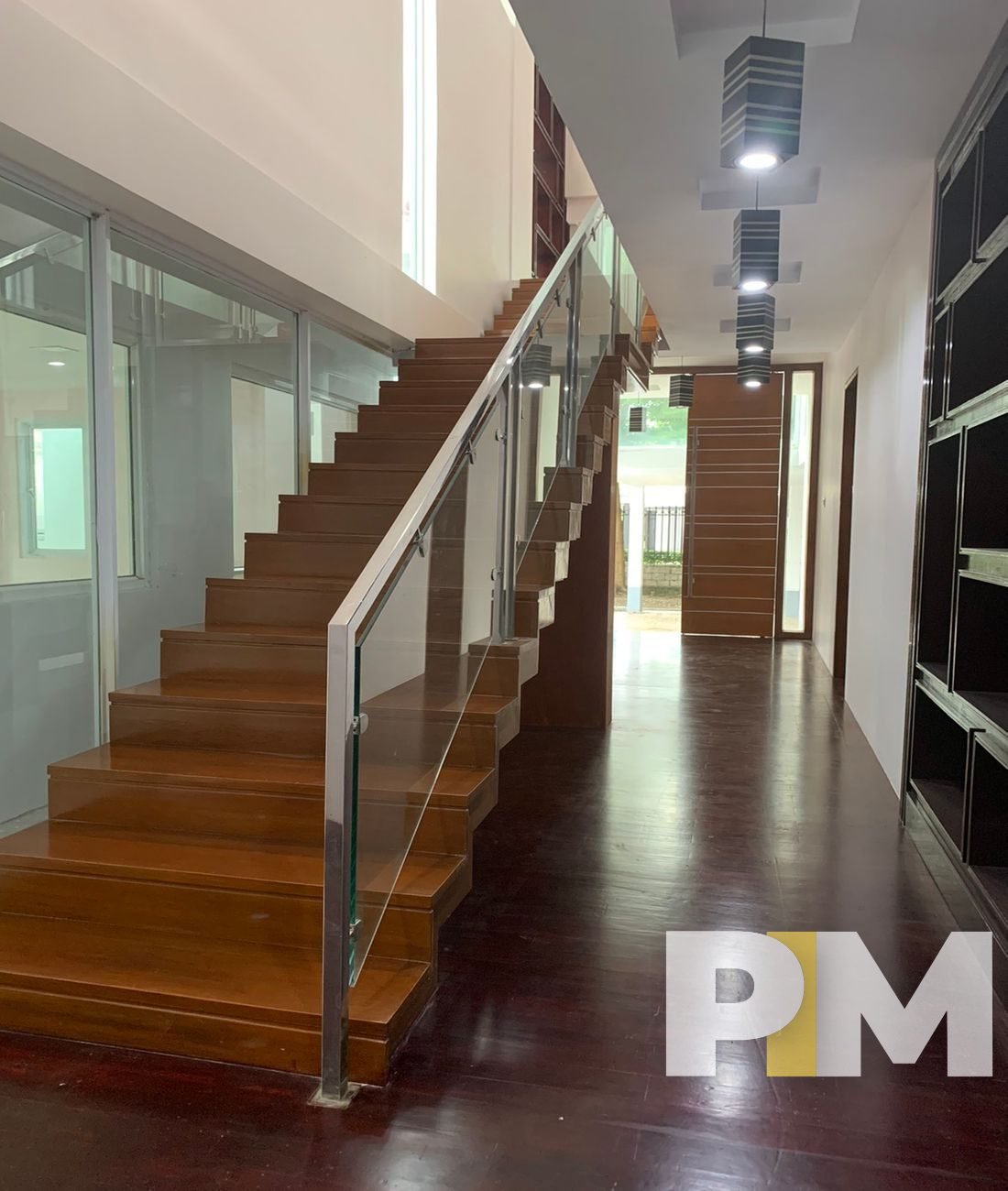 staircase with hanging light - Yangon Real Estate