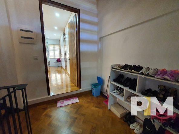 staircase with shoe organiser - Home Rental Yangon