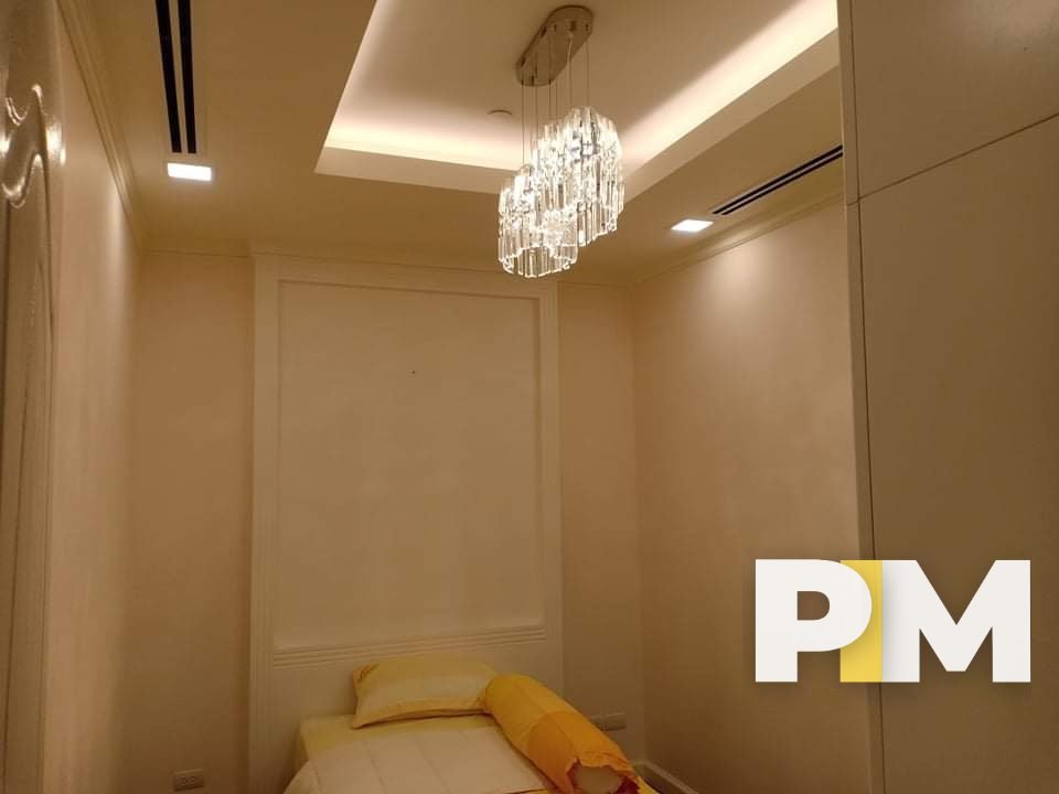 Bedroom with hanging light - Yangon Real Estate