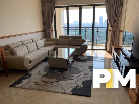 Living room with sofa set - Property in Myanmar