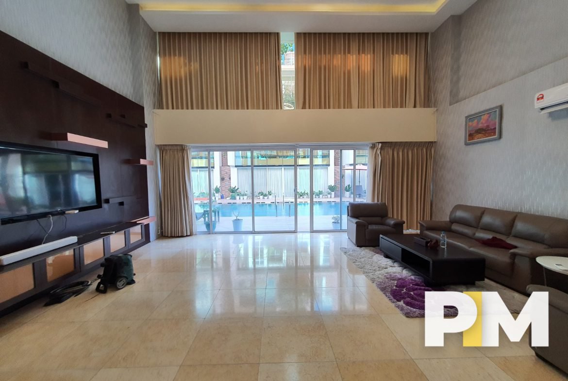 Living room with sofa set - Property in Yangon (2)