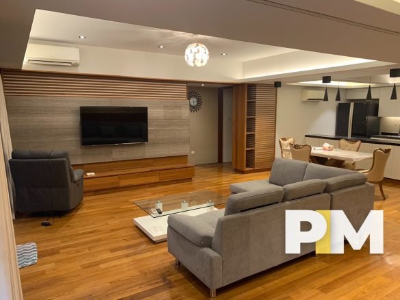 Living room with sofa set - Real Estate in Yangon