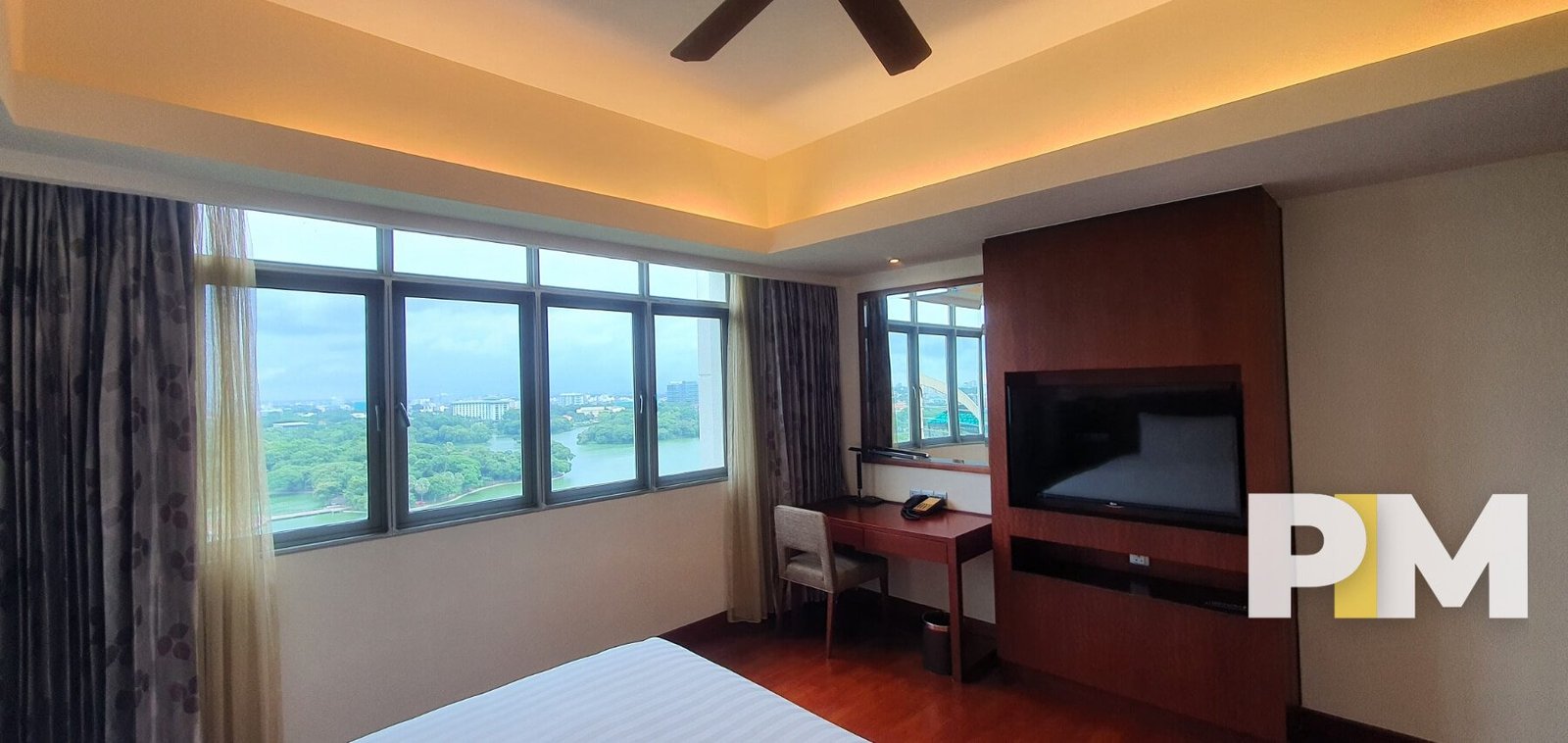 Bedroom with windows - Property in Yangon