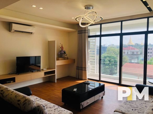 Living room with sofa set - Real Estate in Yangon