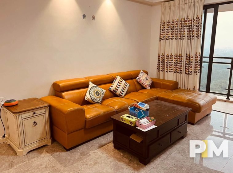 Living room with sofa set - Real Estate in Yangon