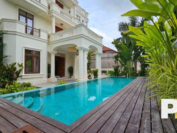 Bahan house for sale in myanmar (pool with plants)