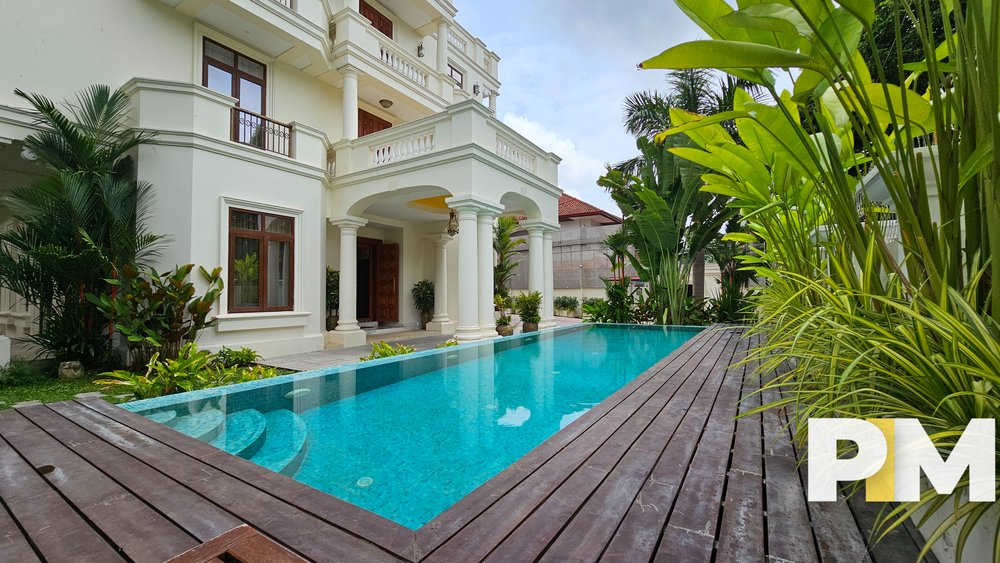 Bahan house for sale in myanmar (pool with plants)